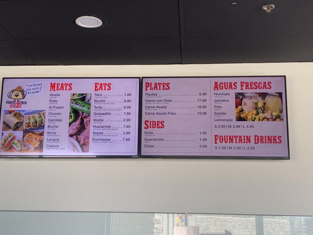 Carta del restaurante Los Tacos Lokos, Norco