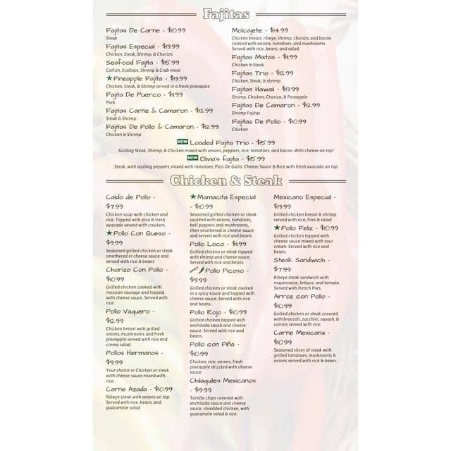 Menu at Paco's Mexican Restaurant Jenkins, Jenkins