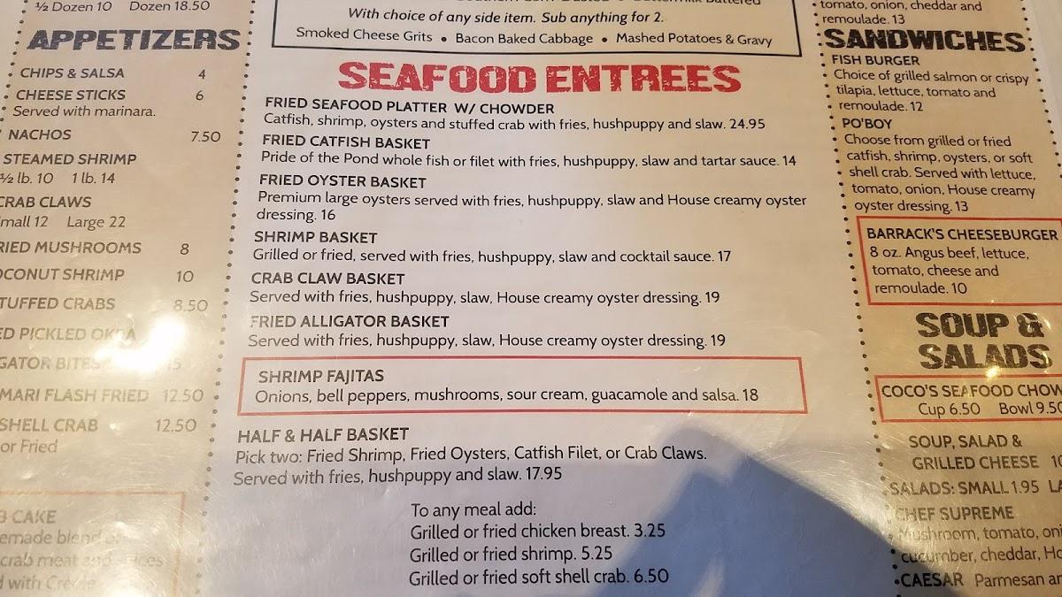 Menu at Lakewood Fish & Seafood House restaurant, North Little Rock