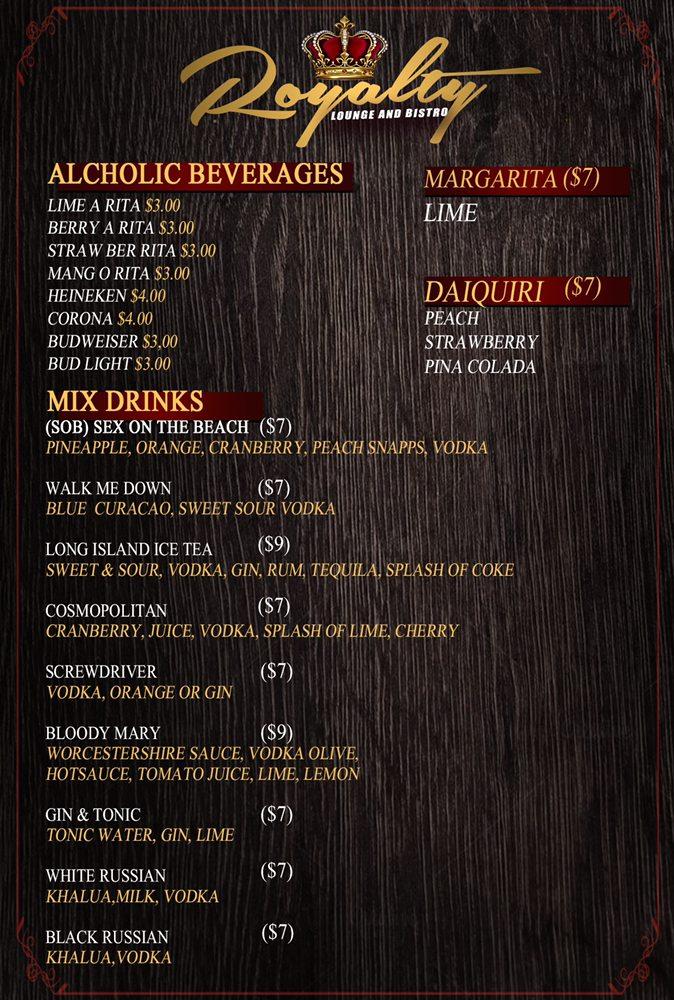 Menu at Royalty Lounge & Bistro pub & bar, Port Gibson