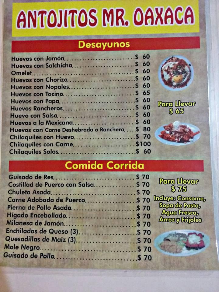 Menu At Antojitos Mr Oaxaca Restaurant, Tijuana