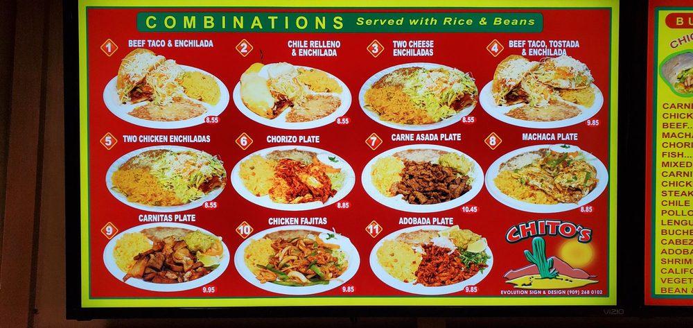 Menu at Chitos Taco Shop restaurant, Vista, 320 Sycamore Ave Ste 50