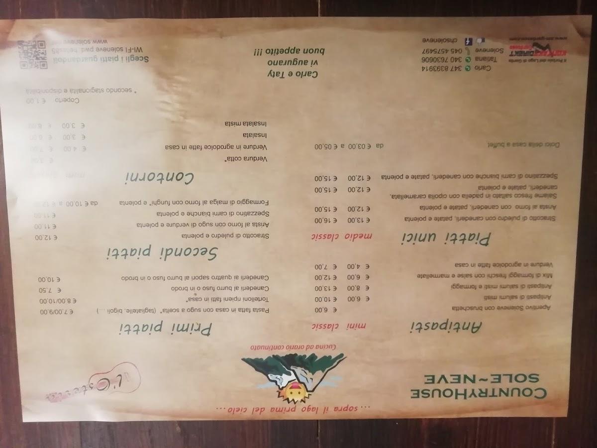 Menu da Countryhouse Sole Neve ristorante, Italia