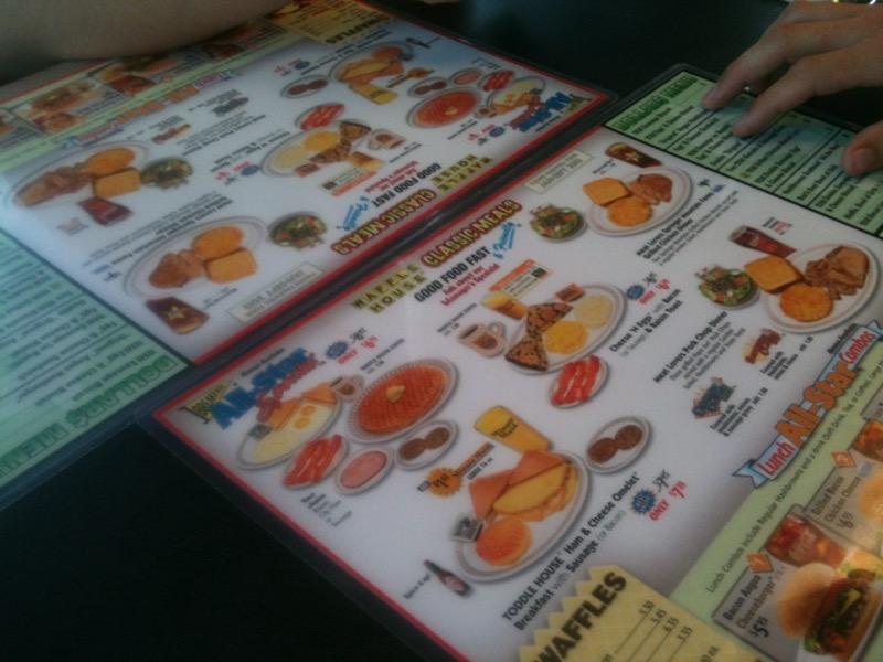 Menu at Waffle House restaurant, Knoxville, Papermill Dr NW