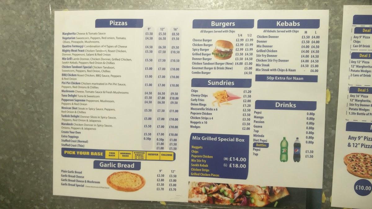 Menu at Pizza Land pizzeria, Dewsbury