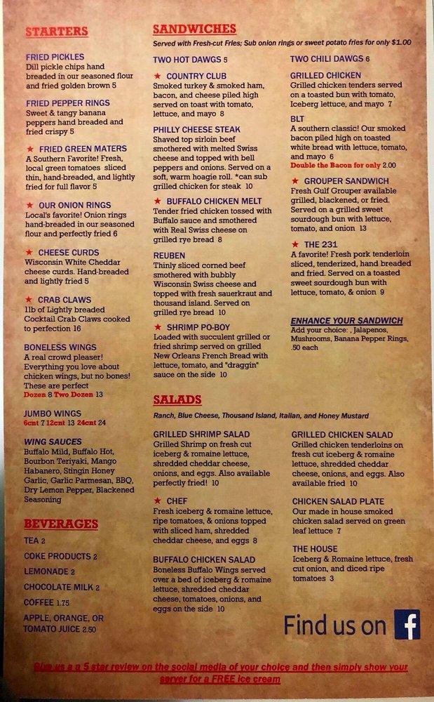 Menu at Our Place Diner cafe, Ozark, US-231