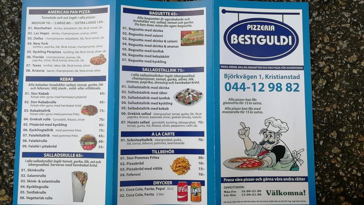 Menu at best guldi pizzeria, Kristianstad