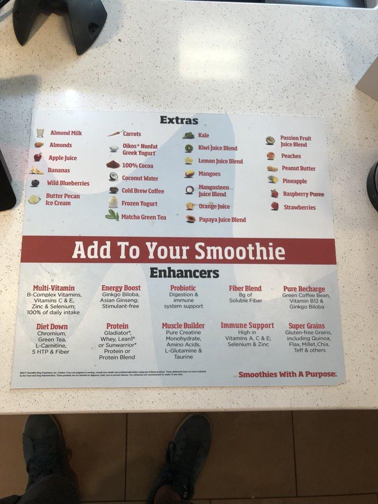 Menu at Smoothie King pub & bar, Spartanburg