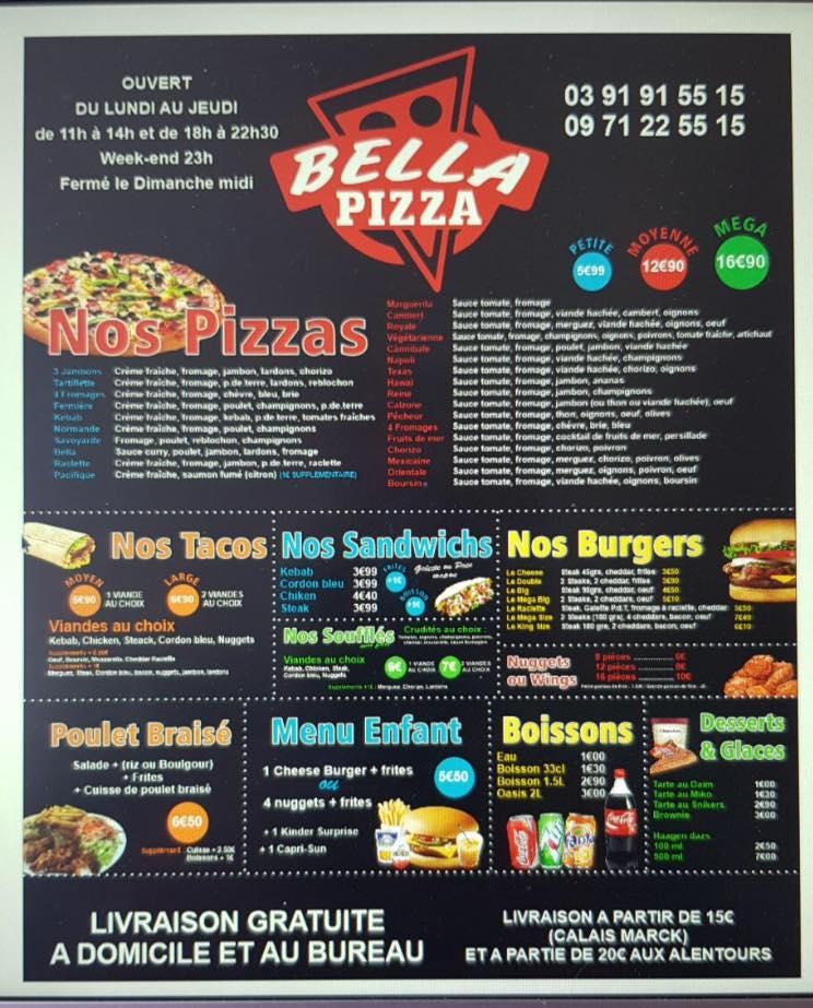 Bella 2024 pizza menu