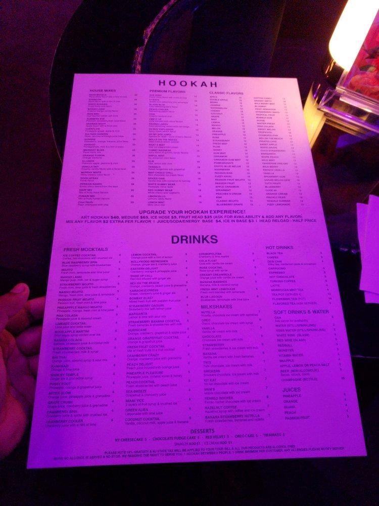 Menu at Maya Hookah Lounge pub & bar, Edison