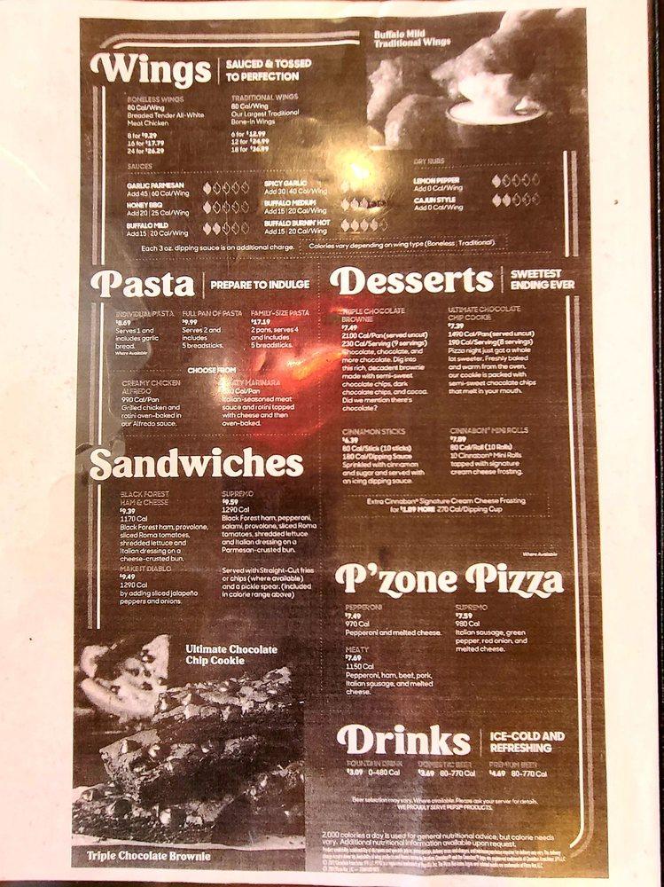 Menu at Pizza Hut pizzeria, Meade, 809 W Carthage St