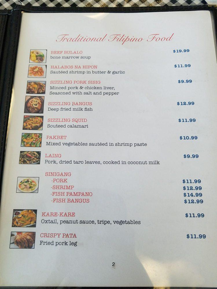 Menu at Kabayan Grill Filipino Restaurant, Kissimmee