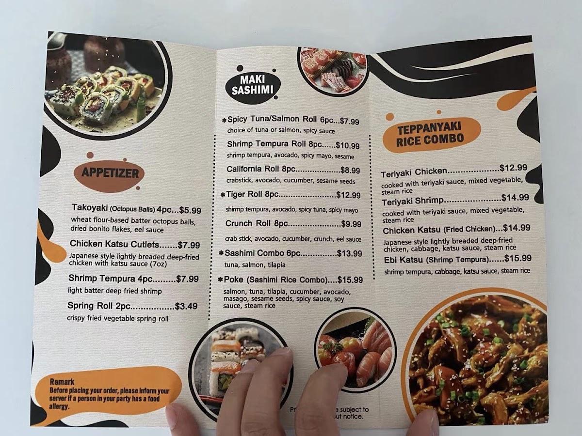 Menu at Musta Asian Cuisine restaurant, West Yellowstone