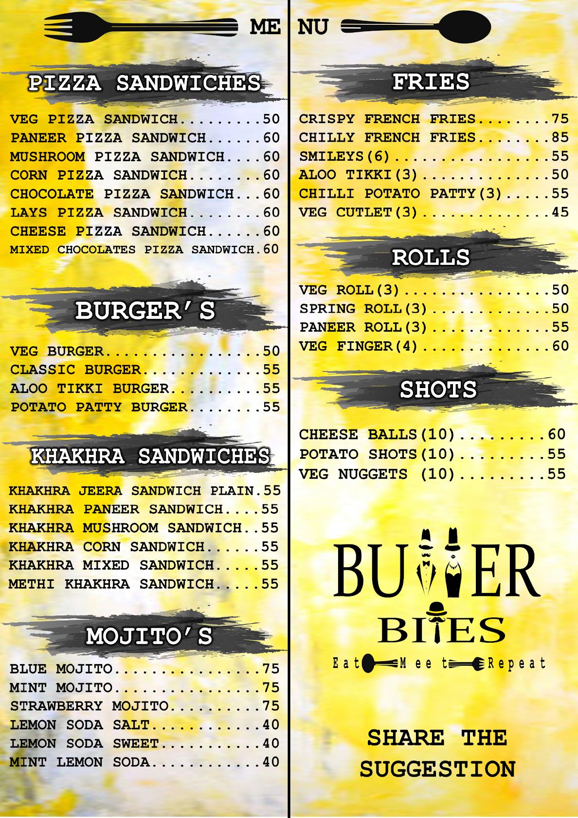 Butter Bites menu