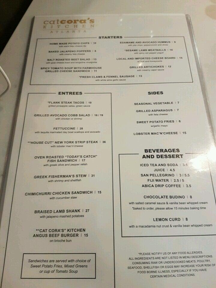 Menu at Cat Cora’s desserts, Atlanta, N Terminal Pkwy