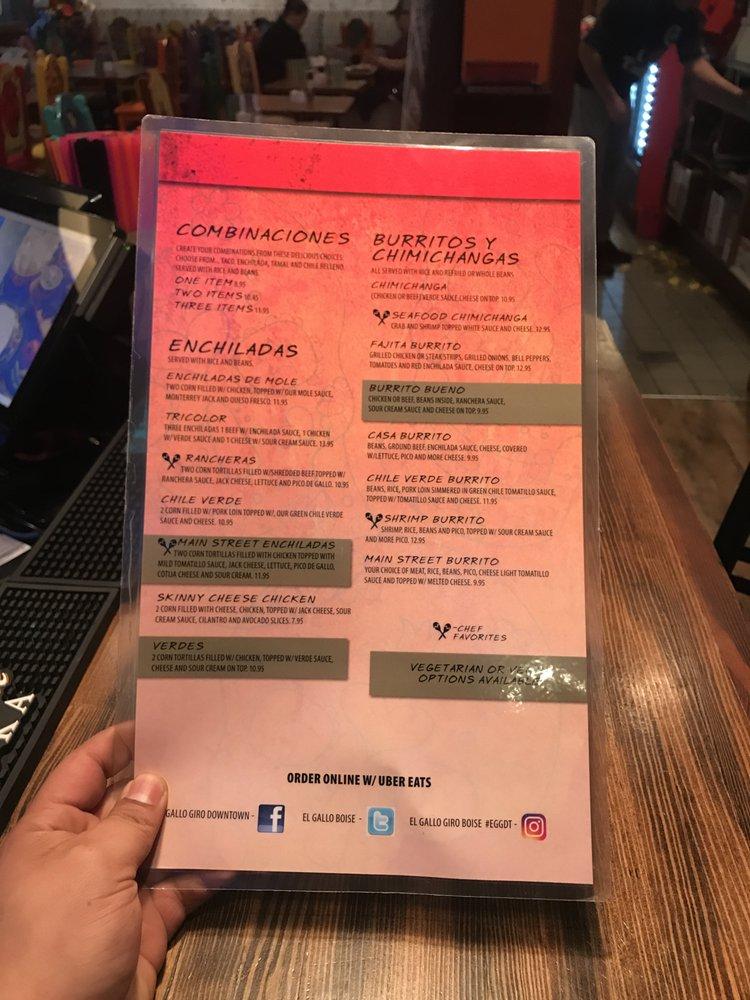 Menu at El Gallo Giro Mexican Street Food and Tequila Bar, Meridian