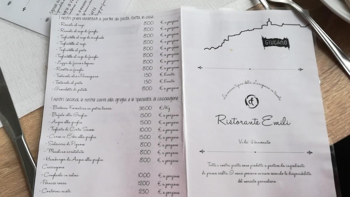 Menu Da Emili Ristorante Fosdinovo