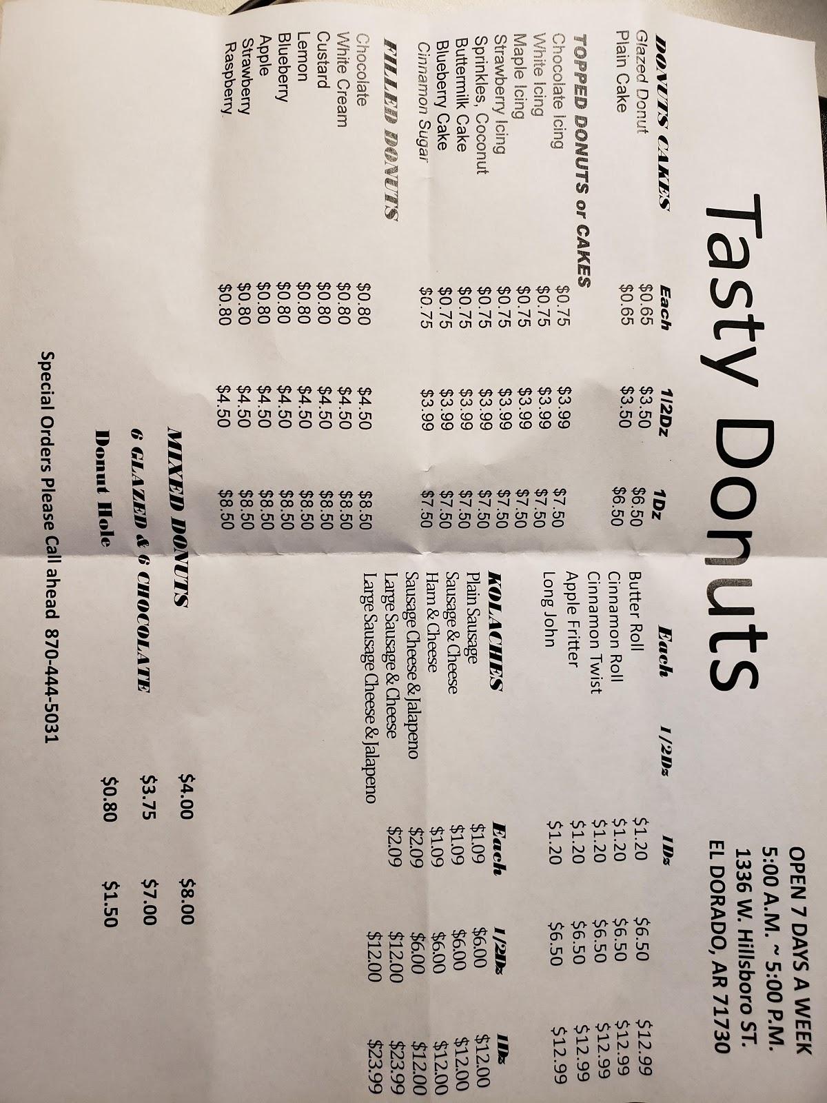 Menu At Tasty Donuts El Dorado