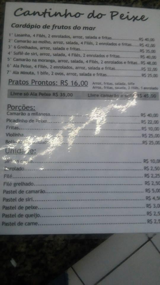 Menu Em Cantinho Do Peixe Restaurante Brasil Av Bellatorres