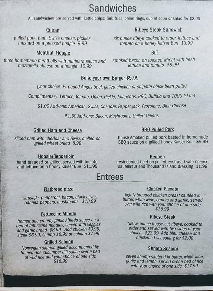 Menu at Out Of The Ordinary and Hickory Bar, Nashville