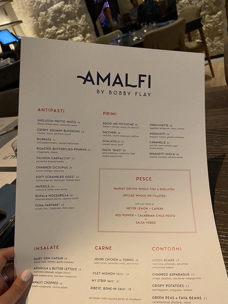 Menu at Amalfi by Bobby Flay restaurant, Las Vegas