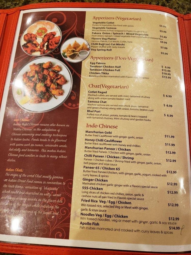 Menu at Flavors Indian Cuisine restaurant, Temple Terrace
