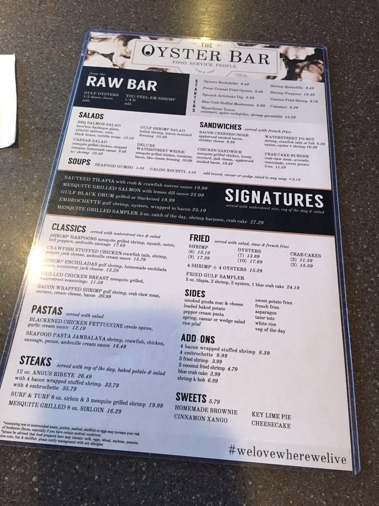 Menu at Water Street Oyster Bar, Corpus Christi