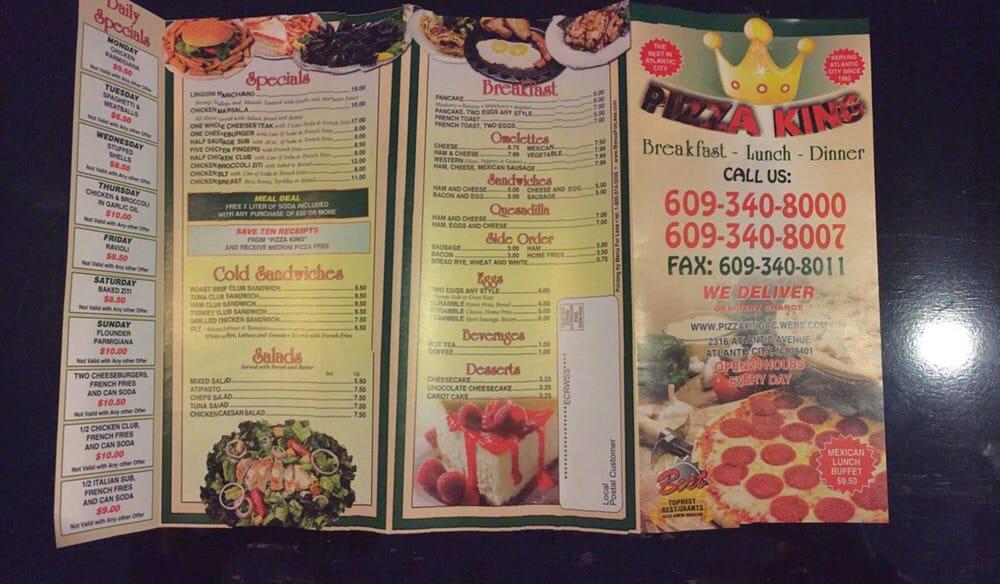 Menu at Alfredo's Pizza King pizzeria, Atlantic City, Atlantic Ave