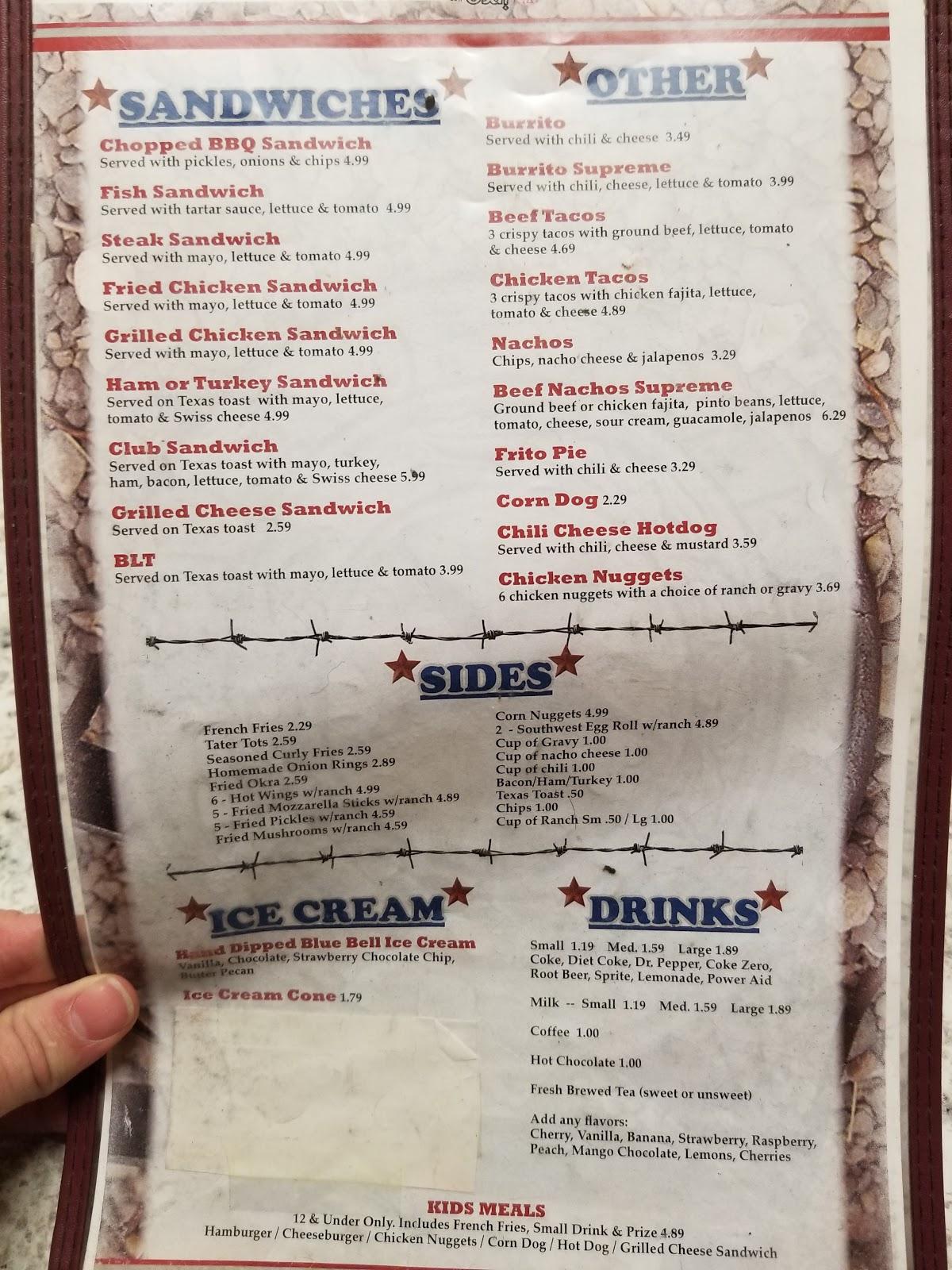 Menu at Bulldog Cafe, Sweeny