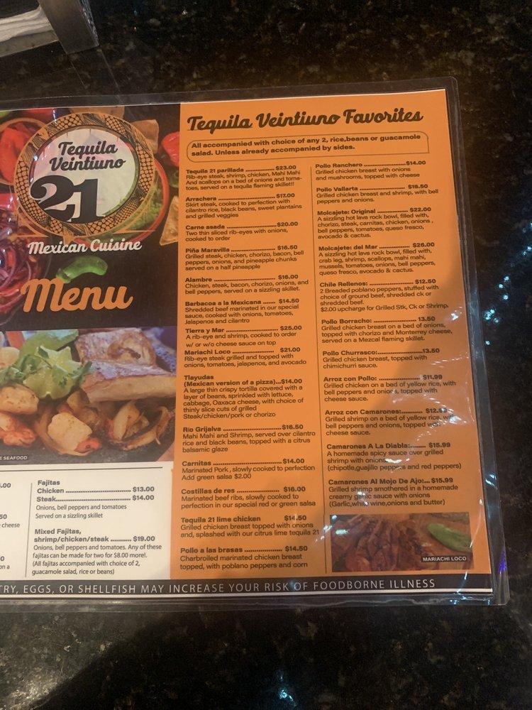 Menu at Tequila Veintiuno Mexican Cuisine desserts, Cocoa