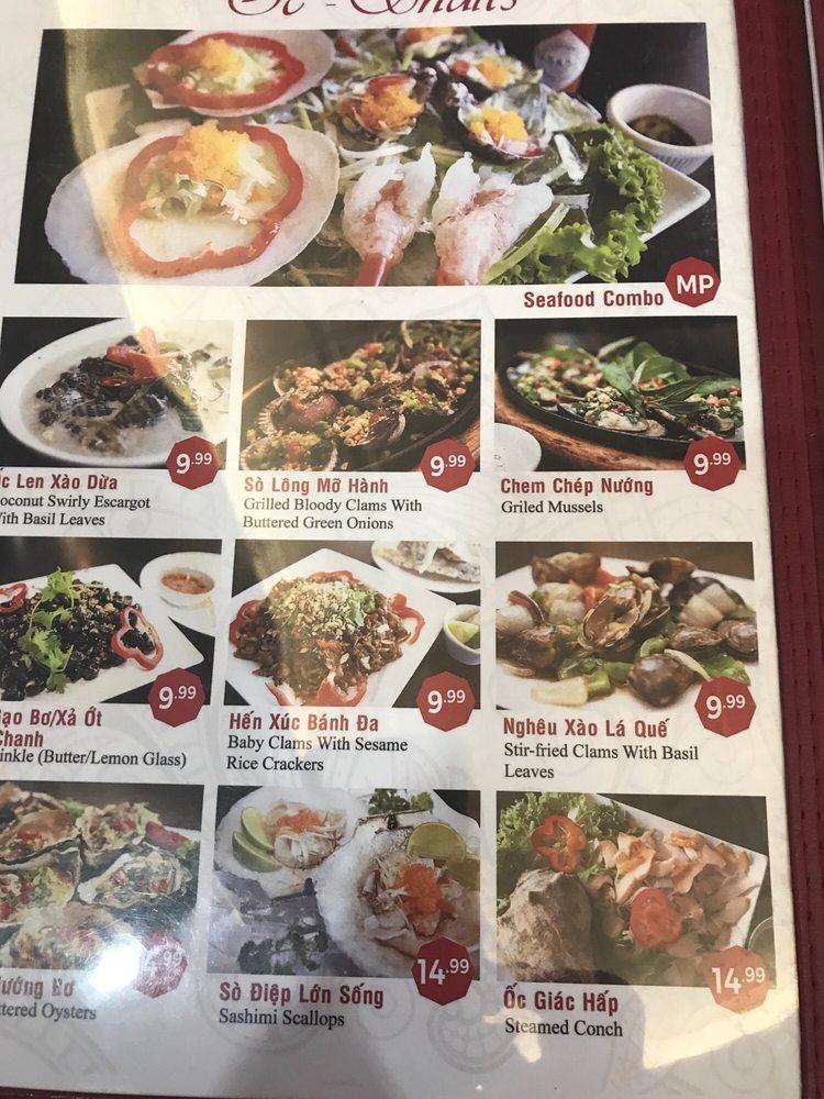 Menu at Tràm Chim Fresh Seafood restaurant, Westminster, Bolsa Ave Ste B