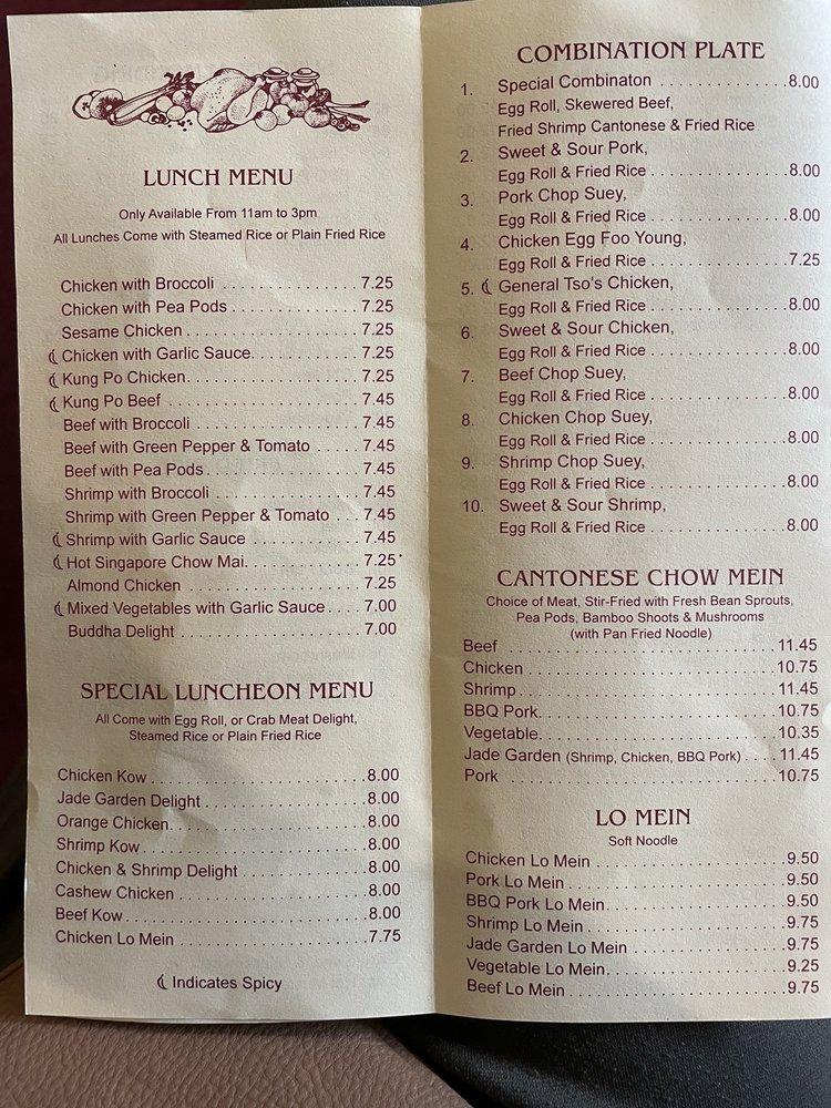 Jade Garden Menu Portage