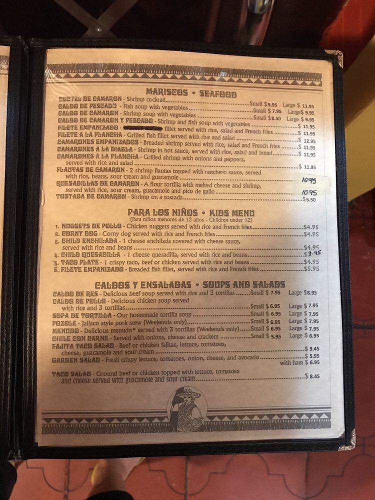 Menu at La Adelita Mexican Restaurant, Dallas