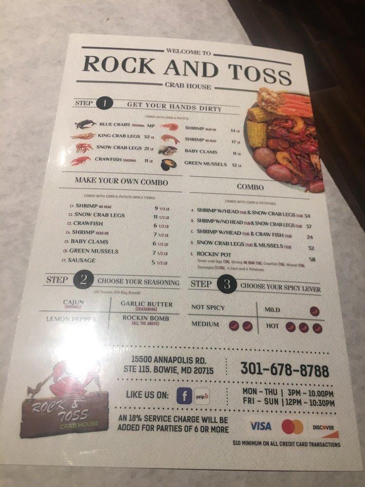Menu at Rock & Toss Crab House restaurant, Bowie