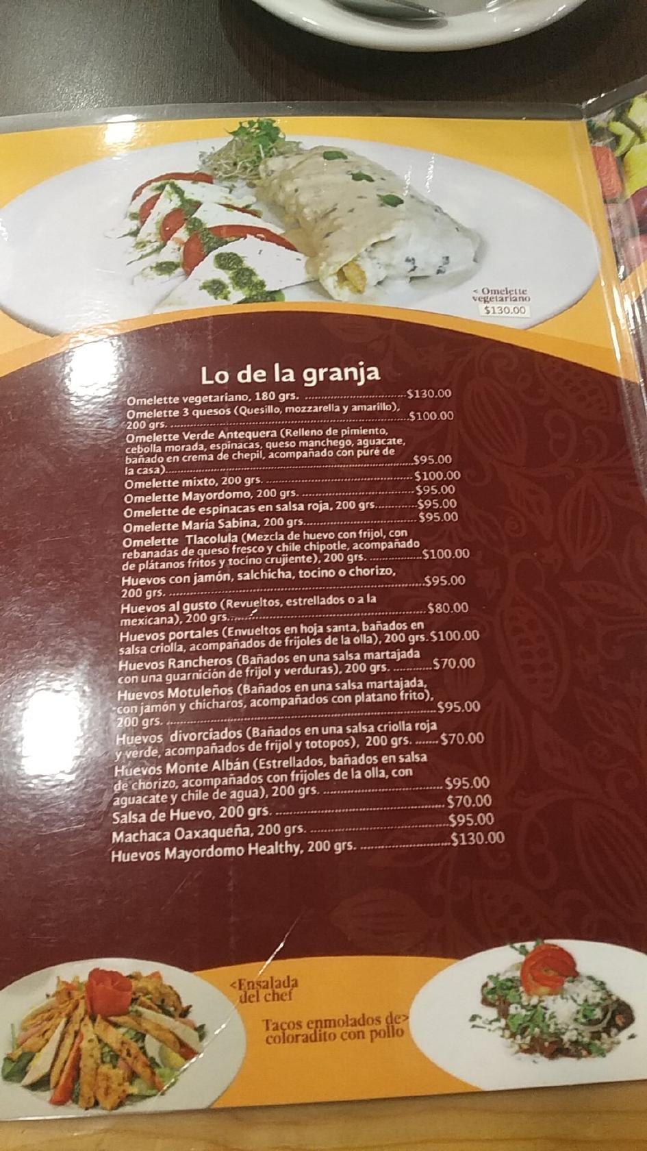 Carta del restaurante Mayordomo, Ciudad del México, Isabel la católica Calle