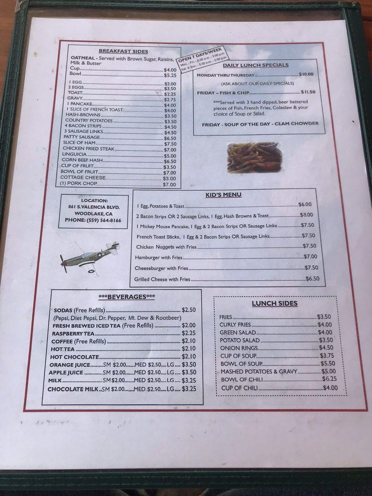 Menu At The Runway Cafe, Woodlake