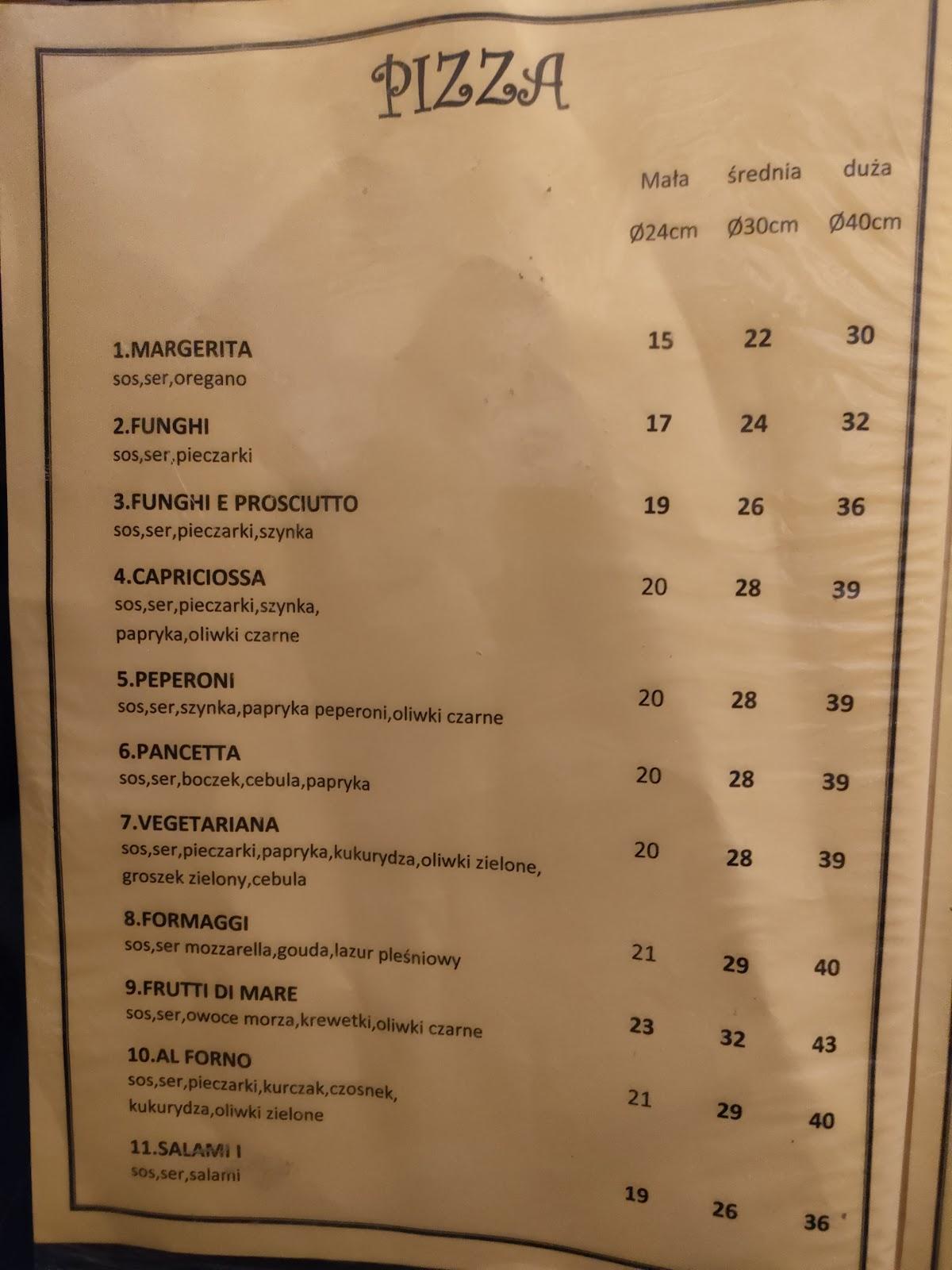 Menu At Al Forno Pizzeria Lancut