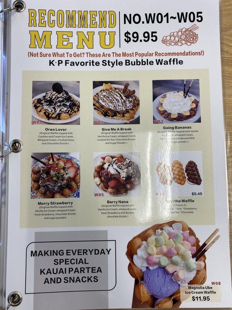 Menu at Kauai Partea cafe, Lihue