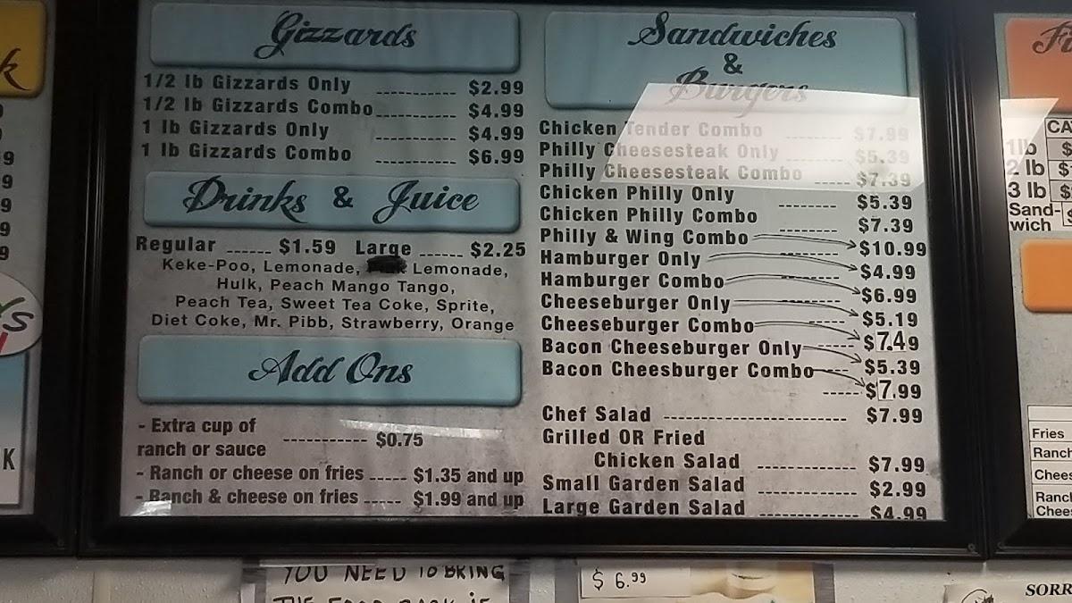 Menu at Kings Wings restaurant, Birmingham, Forestdale Blvd