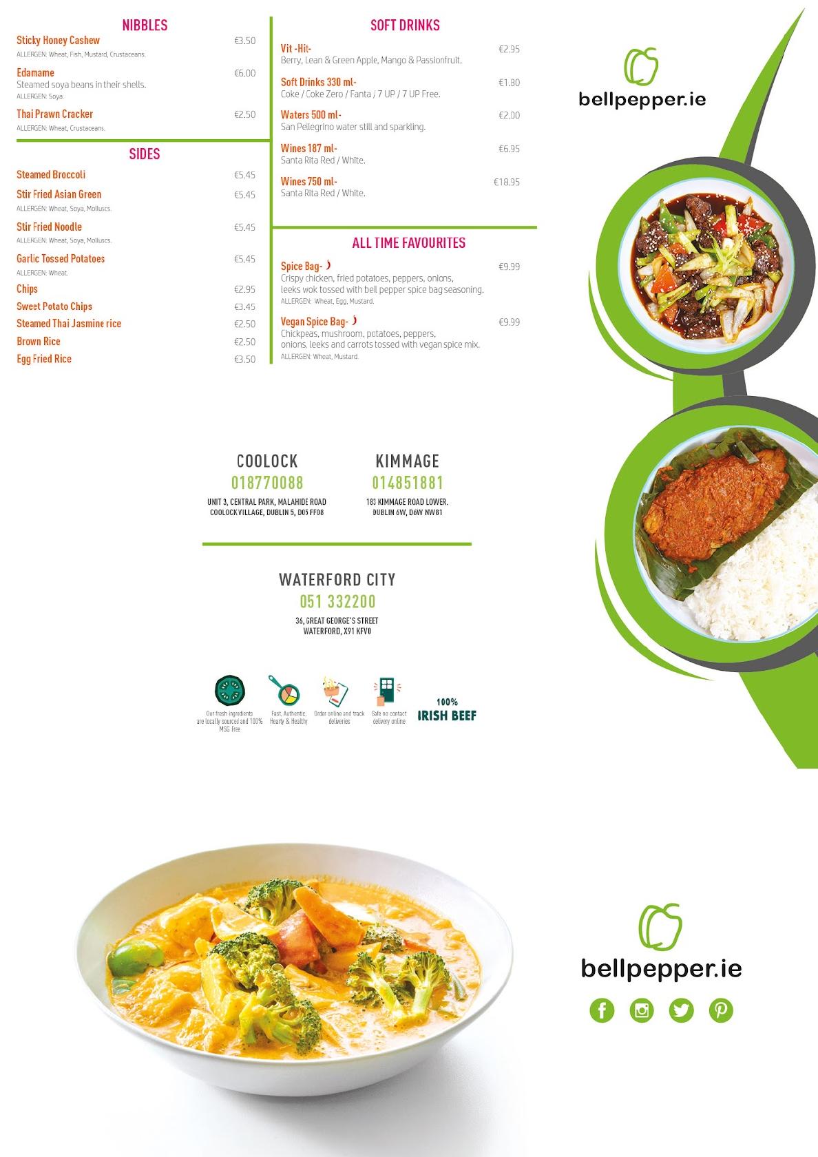 Carta del restaurante Bell Pepper Kimmage, Dublin