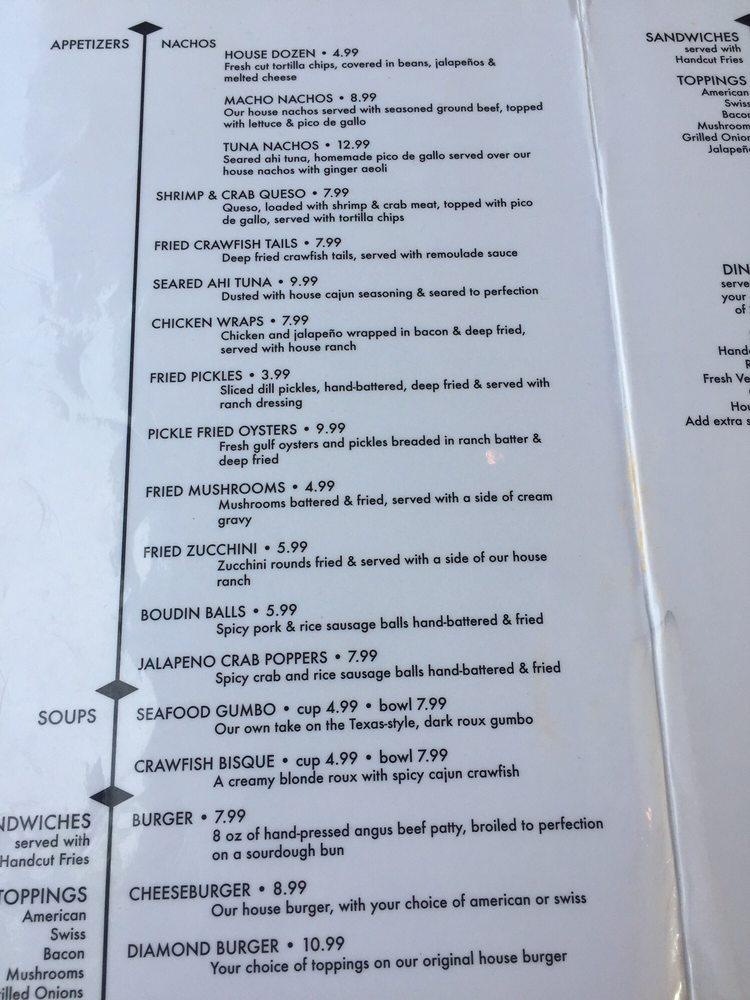 Menu at Black Diamond Oyster Bar, Corpus Christi, 418 NAS Dr