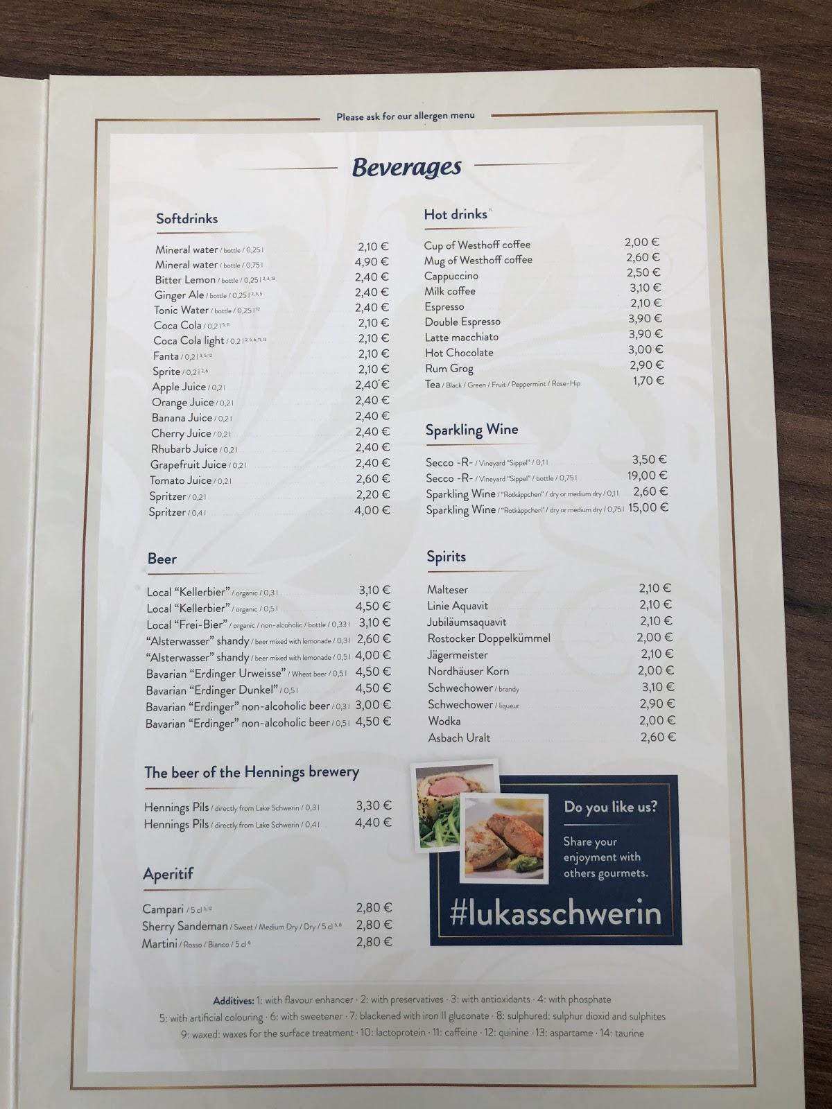 Speisekarte von Restaurant LUKAS, Schwerin