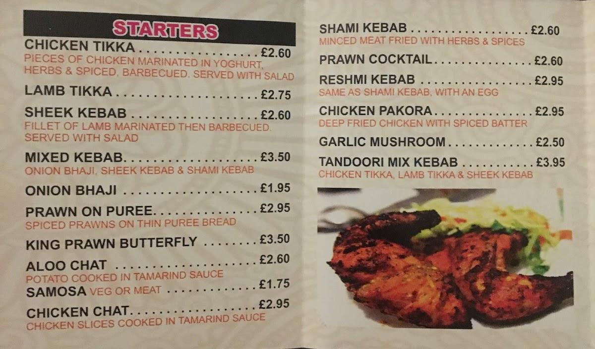 Menu at Lowford Indian Takeaway restaurant, Southampton