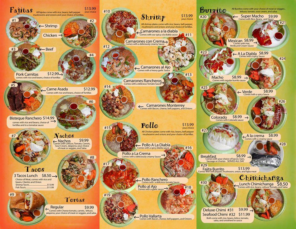 Menu at Taqueria Pelayo Mexican Food restaurant, Lava Hot Springs