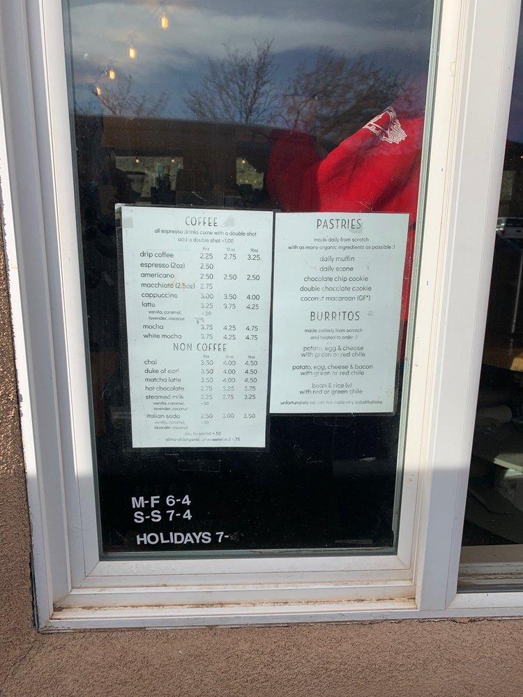 Menu at Cabra Coffee restaurant, Cedar Crest