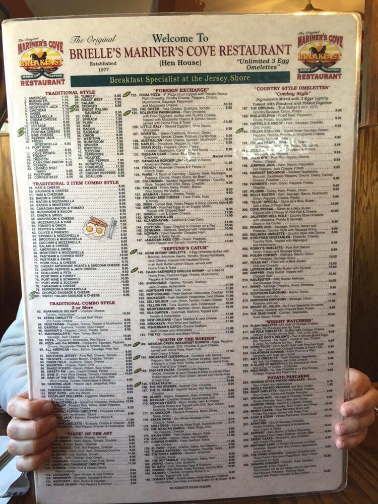 Menu at Mariner's Cove Restaurant, Brielle