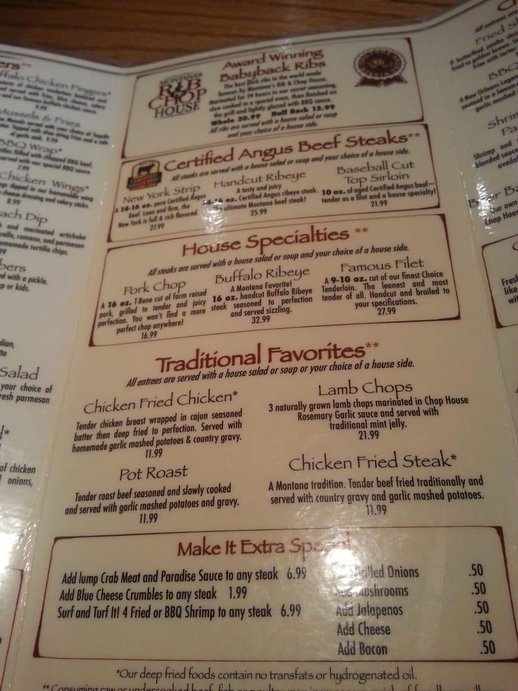 Menu at Cannon's Chophouse steakhouse, Meadville, Highline Dr