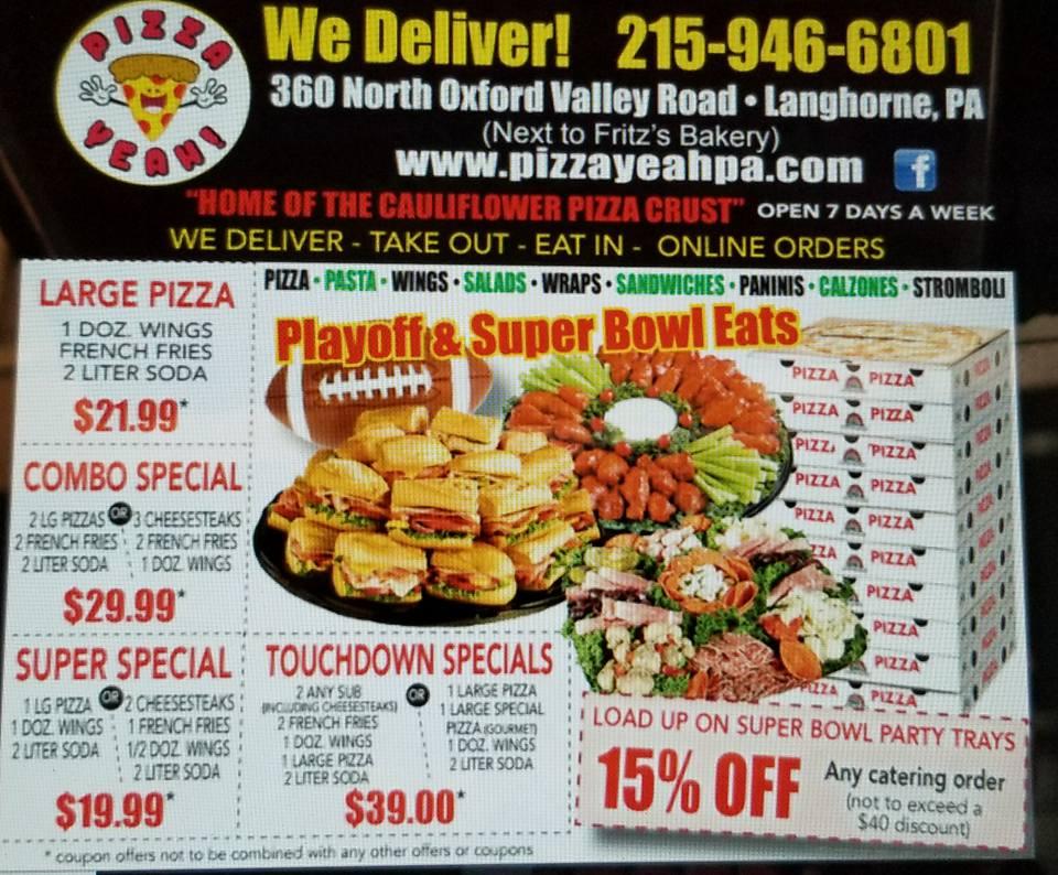 Menu at Pizza Yeah pizzeria, Woodbourne, 360 N Oxford Valley Rd