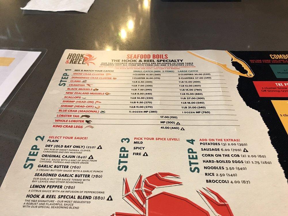 Menu At Hook & Reel Cajun Seafood & Bar, Owings Mills