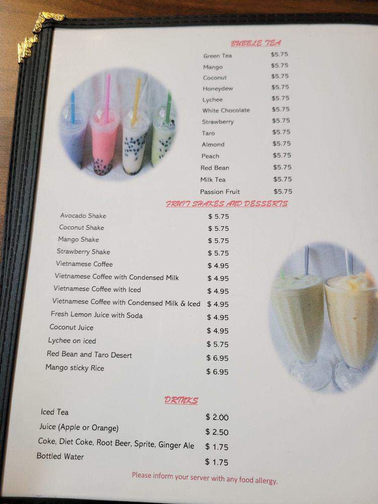 Menu at Golden Coconut Thai and Vietnamese restaurant, Fergus
